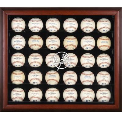 Vitrine für 30 Bälle mit New York Yankees-Logo und Mahagonirahmen Image