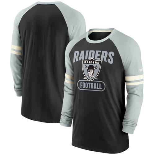 Las Vegas Raiders Nike Dri-Fit Baumwolle Langarm Raglan T-Shirt - Herren