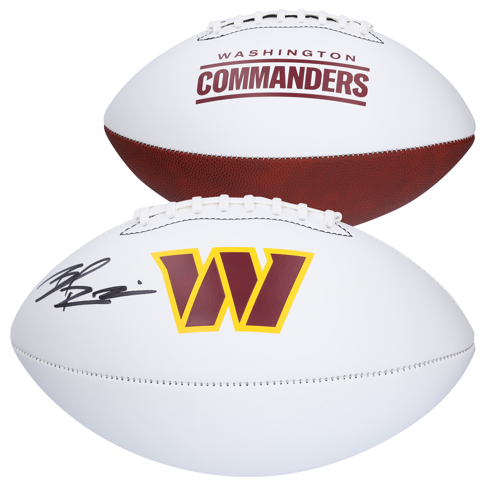 Brian Robinson Jr. Washington Commanders signierter Franklin White Panel Football Image