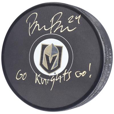 Von Brendan Brisson signierter Hockey-Puck der Vegas Golden Knights mit der Aufschrift „Go Knights Go!“ Image