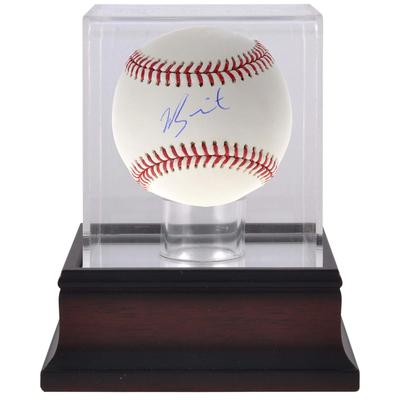 Signierter Will Smith Los Angeles Dodgers-Baseball und Mahagoni-Baseball-Vitrine Image