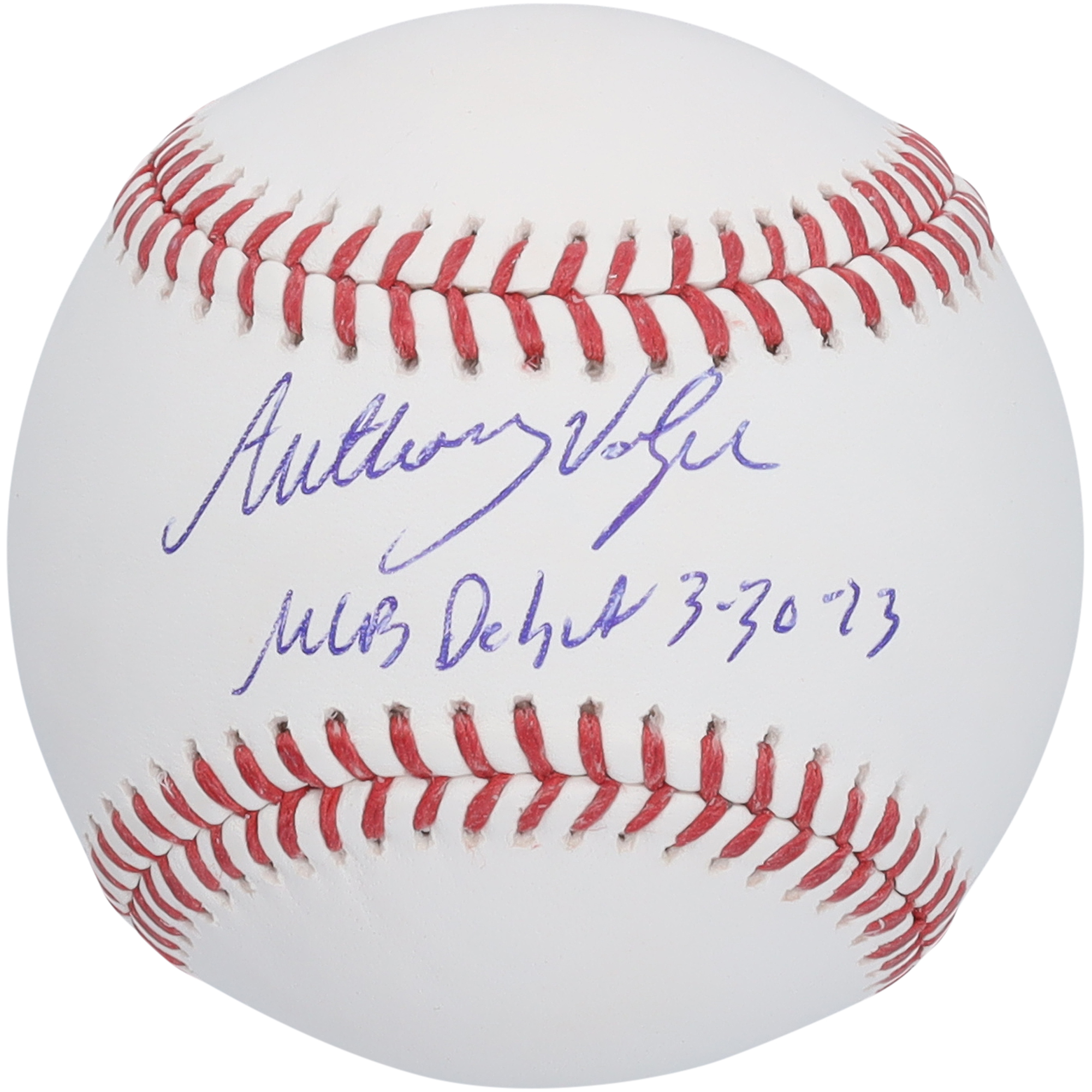 Von Anthony Volpe signierter Baseball der New York Yankees mit der Aufschrift „MLB Debut 3-30-23“ Image