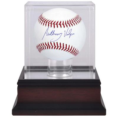Anthony Volpe New York Yankees signierter Baseball & Mahagoni-Baseball-Vitrine Image