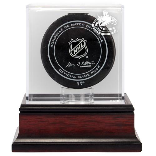 Vancouver Canucks Mahagoni Hockey Puck Logo Vitrine