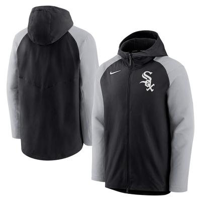 Nike Schwarz/Grau Chicago White Sox Authentic Collection Performance Raglan-Hoodie mit durchgehendem Reißverschluss für Herren Image