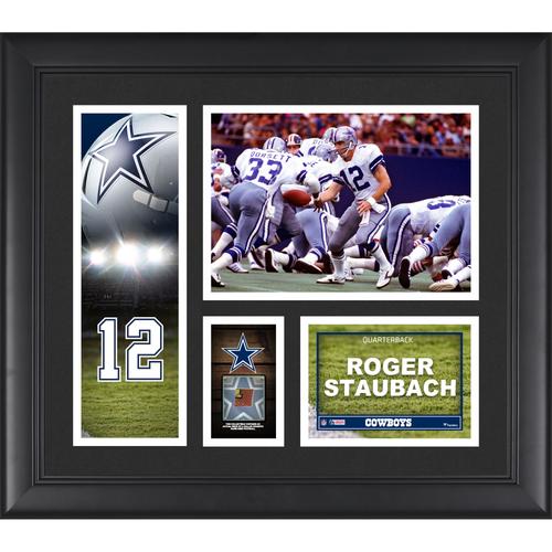 Roger Staubach Dallas Cowboys Gerahmte 15 x 17 Zoll große Spielercollage mit einem Stück eines beim Spiel verwendeten Footballs