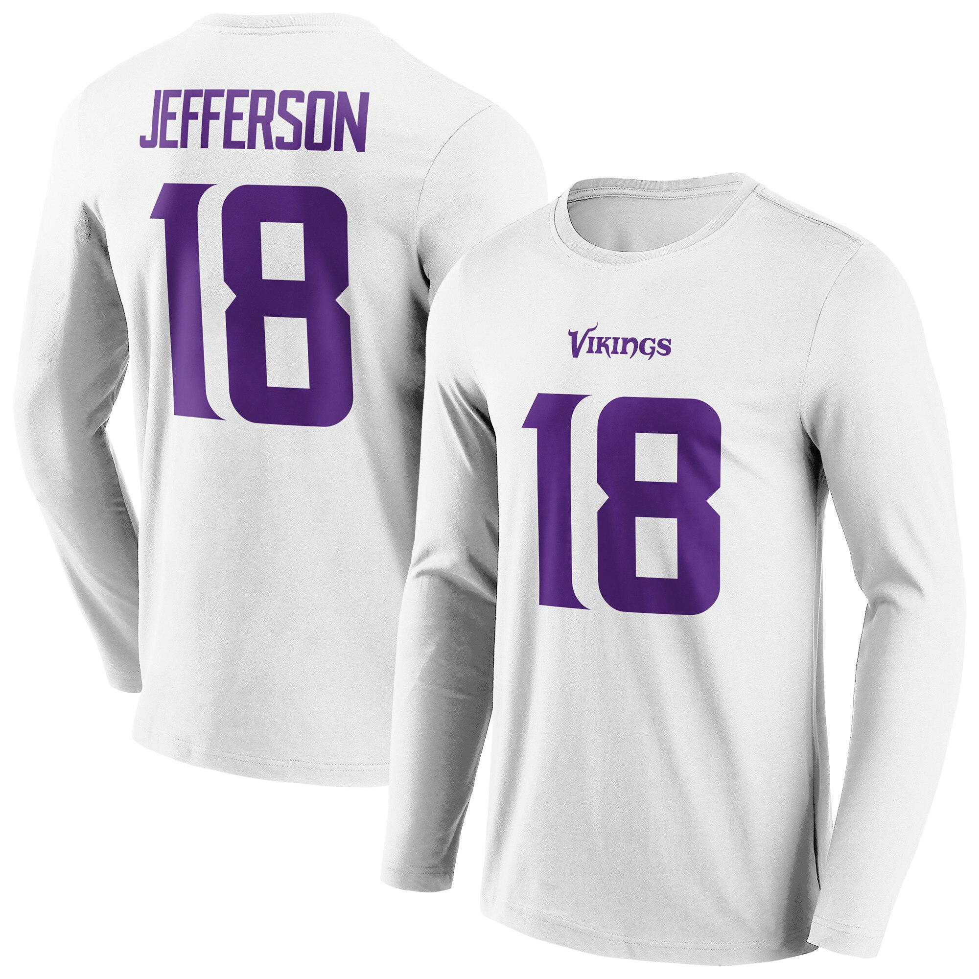 Minnesota Vikings Road Name & Number Langarm-T-Shirt - Justin Jefferson - Herren Image