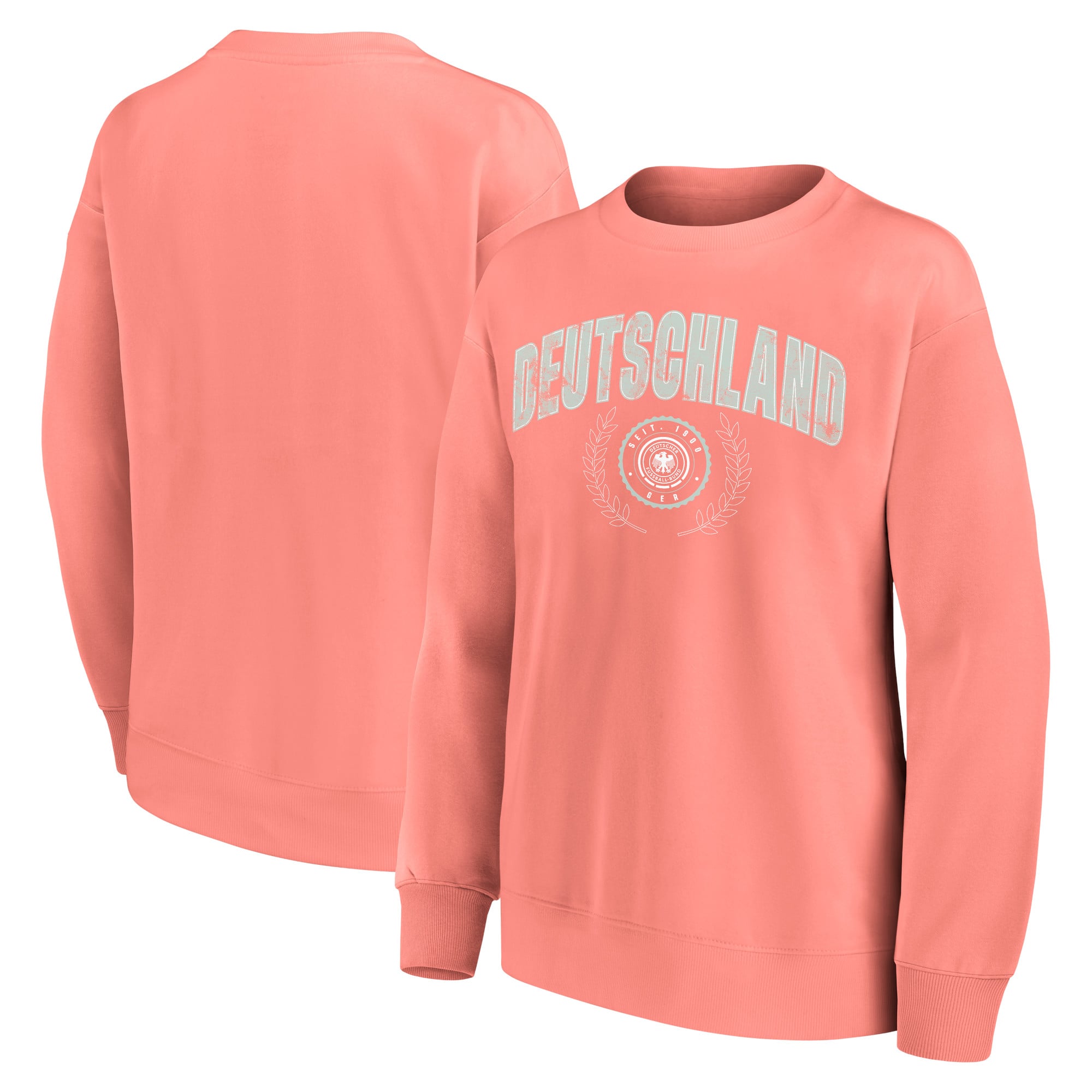 DFB Rebel Academia Graphic Übergroßes Rundhals-Sweatshirt – Coral Haze – Damen