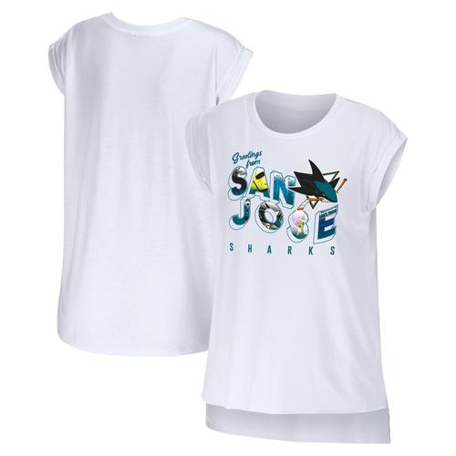 Damenbekleidung von Erin Andrews Weiße San Jose Sharks Greetings From Muscle T-Shirt