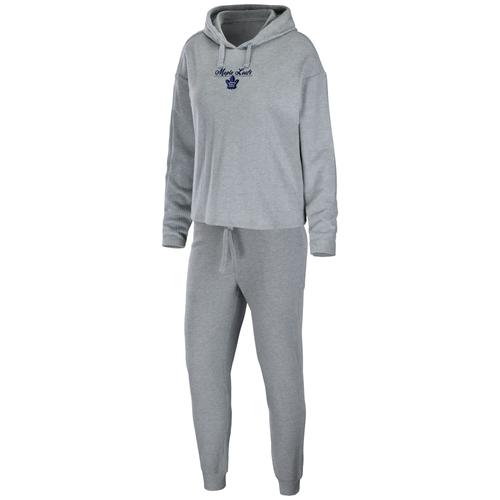 Damenbekleidung von Erin Andrews Heather Grey Toronto Maple Leafs Logo Pullover Hoodie & Hose Schlafset