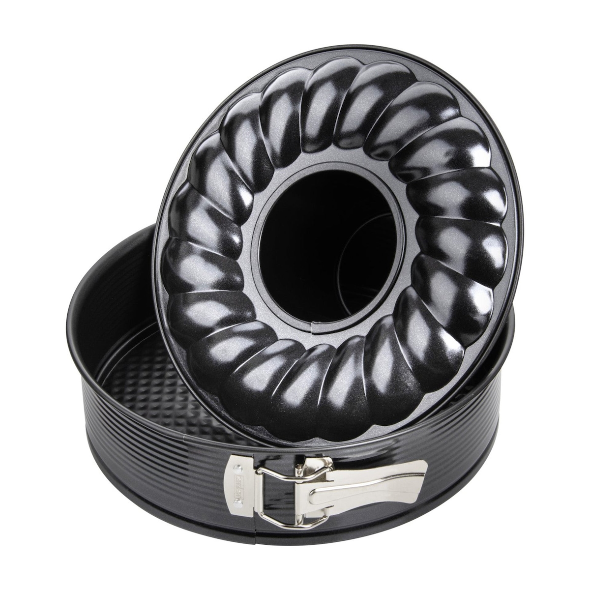 Zenker Black Metallic Springform mit Flach- und Rohrboden, Backform, Kuchenform, Stahlblech mit Antihaftbeschichtung / Antihaft Classic, Image