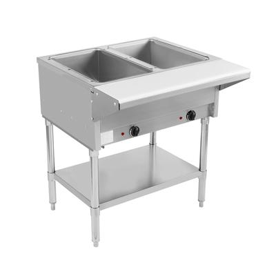 BevLes BVST-2-120 30" Hot Steam Table w/ 2 Wells & Undershelf, 120v, Silver