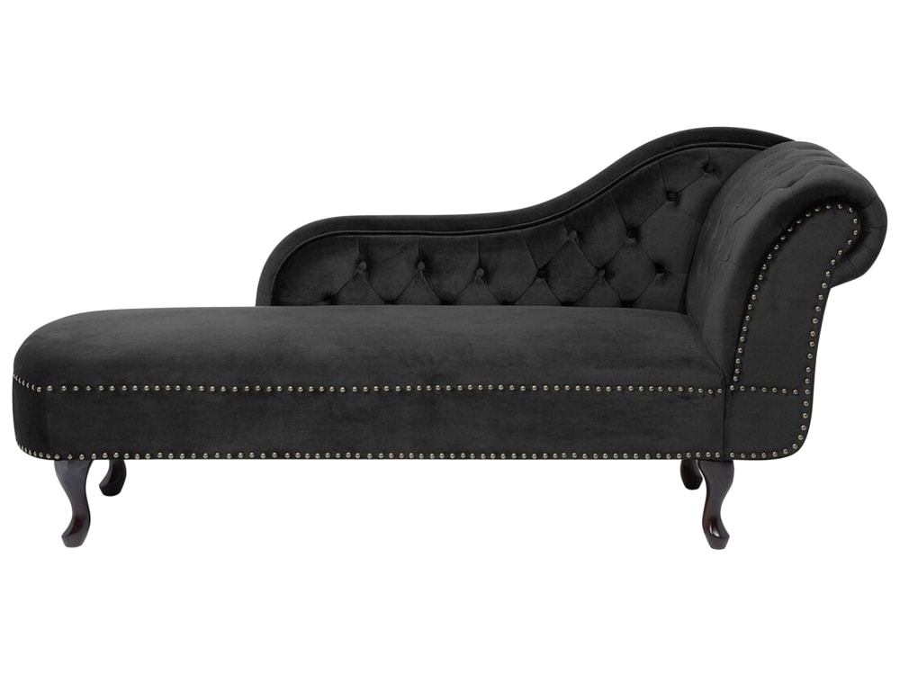 Chaise longue côté droit velours noir