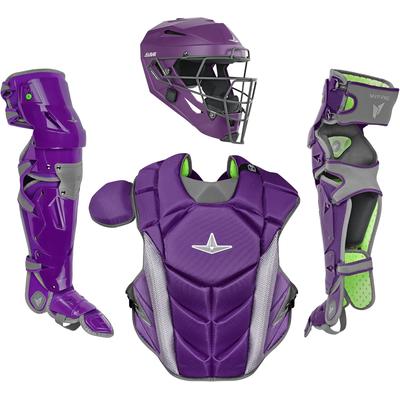 All Star MVP-Pro NOCSAE Certified Adult Baseball Catcher's Set Purple/Graphite