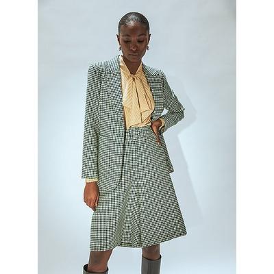 Daphne Cream & Green Virgin Wool Tailored Short Green Cream, Green Cream