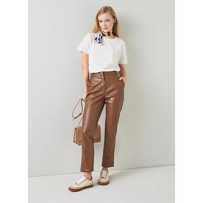Hardy Brown Faux Leather Trousers Conker, Conker