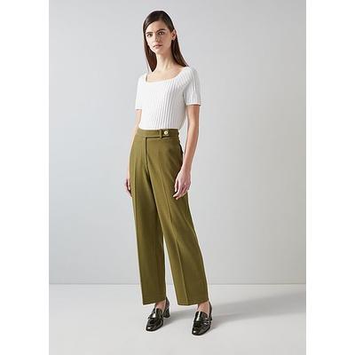 Billie Olive Tailored LENZING ECOVERO Viscose Crop Wide Trouser, Olive