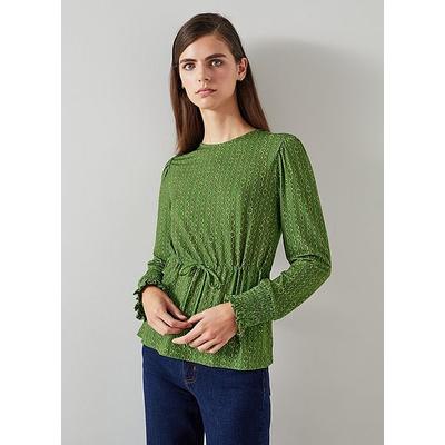 Ellie Green Chain Print Drawstring Top, Green