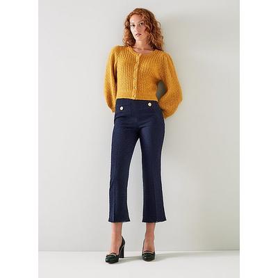 Alexa Navy Recycled Cotton Italian Tweed Trousers Midnight, Midnight