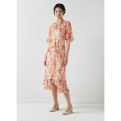 Thea Silk-Viscose Devoré Toile Print Dress Red, Red