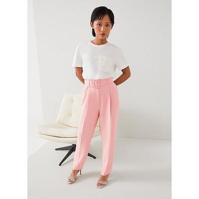 Tabitha Petite Pink Crepe Cropped Trousers Rose, Rose
