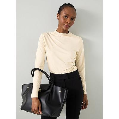 Mae Cream LENZING ECOVERO Viscose Drape Detail Top, Ecru