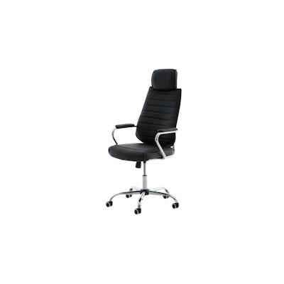 DELUKE® Bürostuhl Ergonomisch FUGOR Schreibtischstuhl mit Rollen Höhenverstellbarer Drehstuhl, Arbeitsstuhl mit Kopfstütze Chefsessel 125 kg Schwarz Image