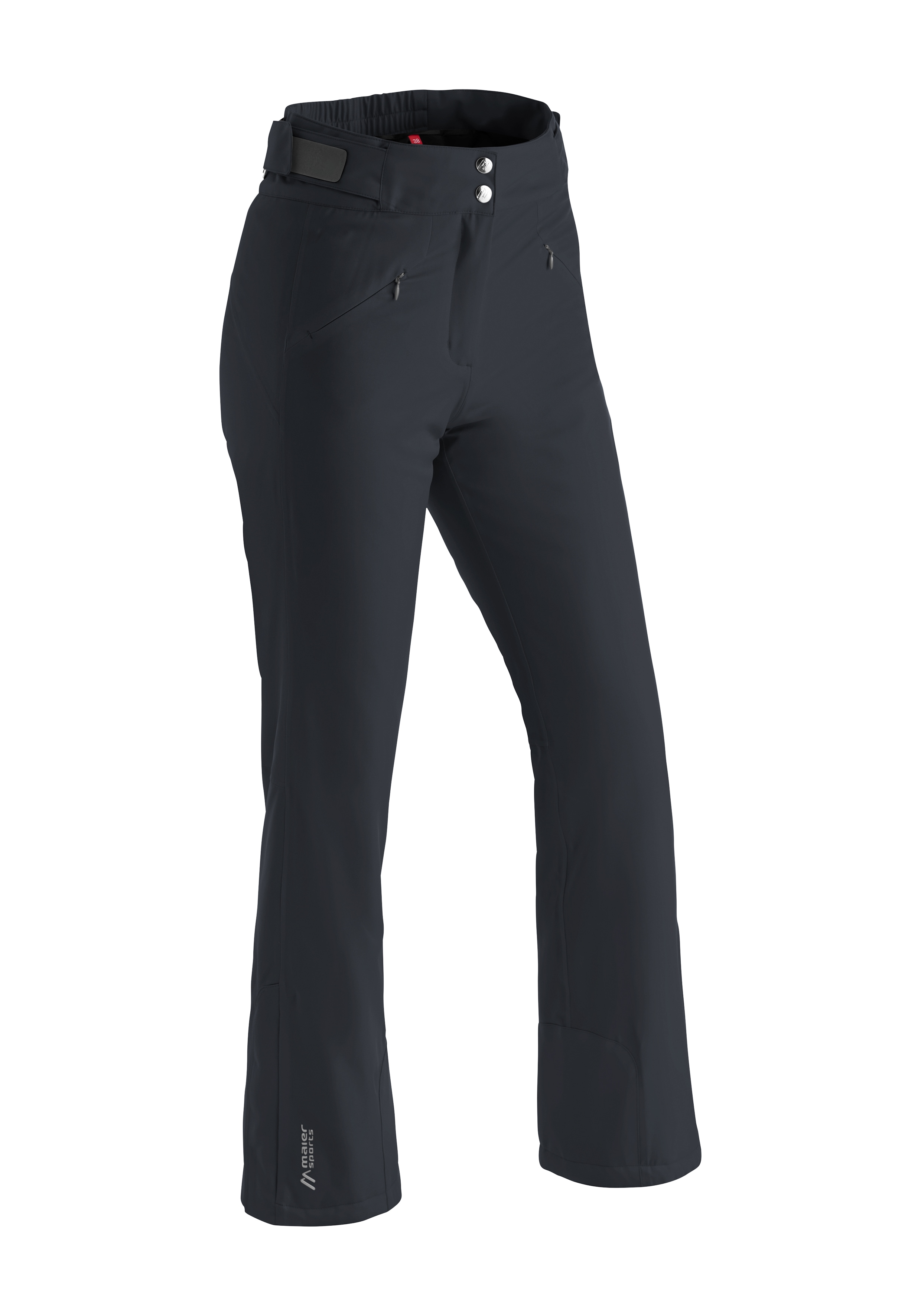 Skihose MAIER SPORTS "Allissia slim", Damen, Gr. 25, Kurzgrößen, schwarz, 90% Polyester, 10% Elasthan, Hosen, Damen Schneehose, wind- und wasserdicht, 2 RV-Taschen, Slim Fit Image