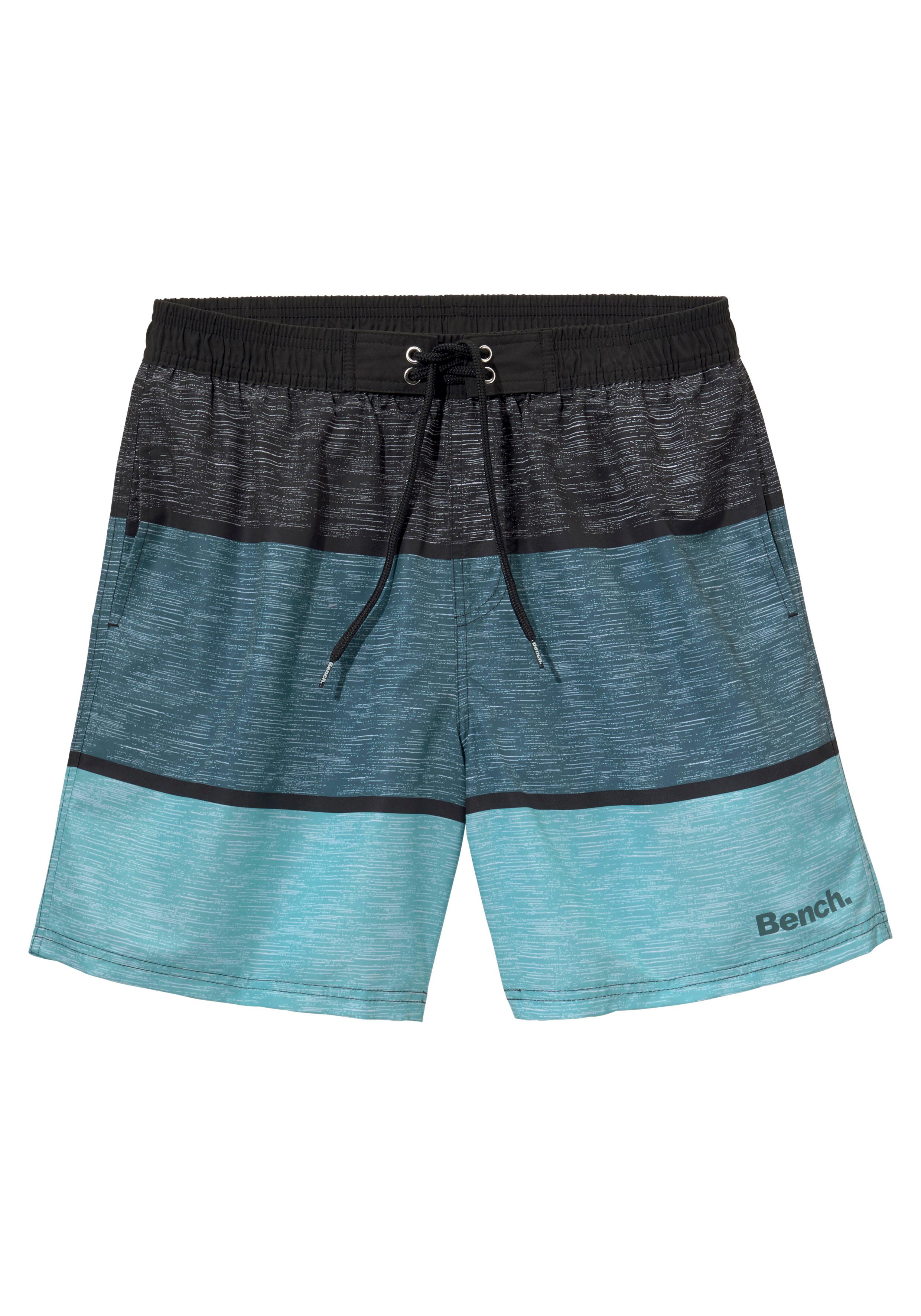 Badeshorts BENCH. "Mac Kids", Kinder, Gr. 122/128, N-Gr, schwarz (schwarz, blau), Microfaser, Polyester, Badehosen, mit Melangeoptik Image