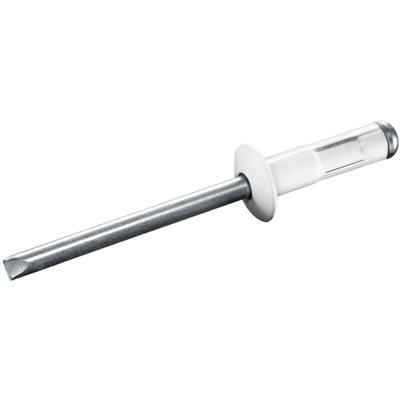 500 x Mehrbereichblindnieten Aluminium / Stahl (ø x l) 4,8 x 10,0 mm mit Flachkopf 9010 weiß Image