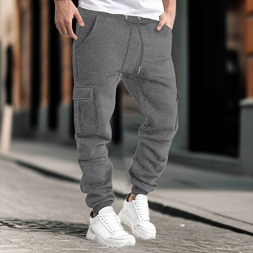 Herren Cargo-Hosen Hose Cargo-Jogginghose Elastischer Bund Mehrere Taschen Einfach tragbar Outdoor Täglich Campen und Wandern Mode Klassisch Schwarz Gelb Image