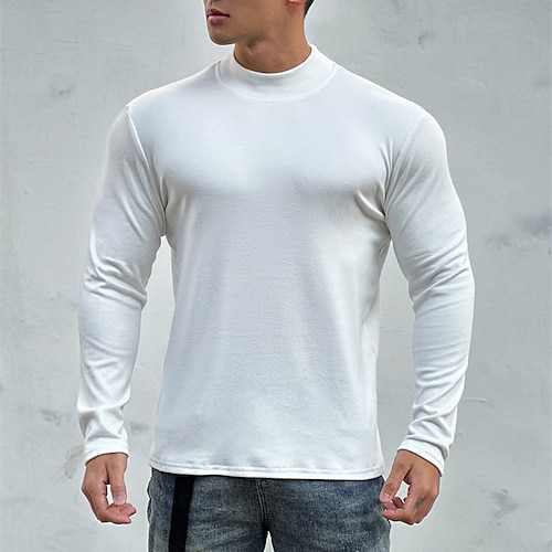 Herren Sportshirt Fitnessshirt Trainingsshirt Gepolstertes Kompressionsshirt Langarm T-Shirt Lässig Athleisure Frühling Herbst Einfarbig Weich Atmungsaktiv Fitnesstraining Gehen Joggen Sportbekleidung Image