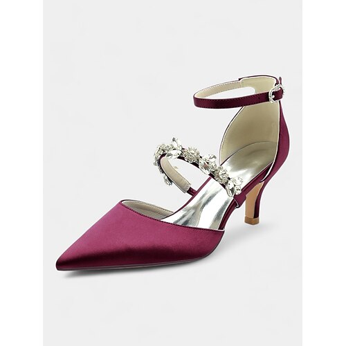 Elegante Mary-Jane-Pumps mit spitzer Zehenpartie und Kristallriemen – elegante Pumps mit Kitten-Heel für Hochzeiten und Abendveranstaltungen. Image