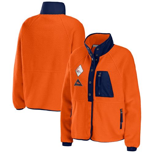 Damenbekleidung von Erin Andrews Orange Denver Broncos Polar Fleece Raglan Full-Snap Jacke