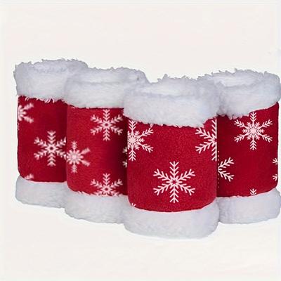 TEMU Fur Christmas Leg - , Polyester For , 4pcs Set