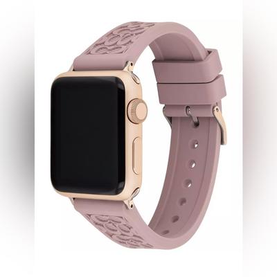 Coach Other | Coach Pink Rubber Apple Watch Strap Band 38mm/40mm Compatible With Apple Watch | Color: Gold/Pink | Size: Os