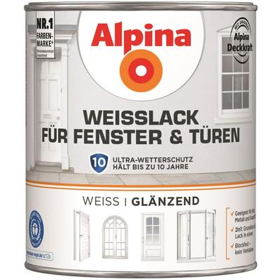 Weisslack für Fenster und Türen glänzend 0,75 Ltr. - Alpina Image