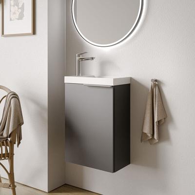Waschtischunterschrank Bernstein tim 40cm mit Waschbecken Anthrazit matt Metallgriff Chrom Image