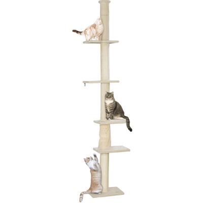 Kratzbaum Deckenhoch, Katzenbaum, 225-275 cm Katzenkratzbaum mit Plattformen, Katzenmöbel mit Image