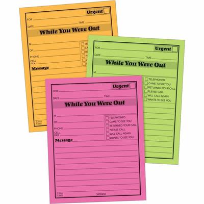 Adams Business Forms 9711NEON Message Pad, While You Where Out , 5 x4 , Neon Assorted Colors - Pack of 6