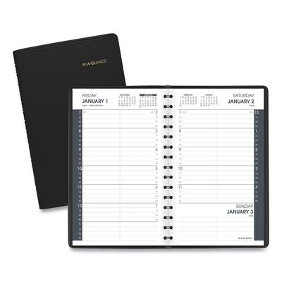 At-A-Glance 70-800-05 Daily Appointment Book with 15-Minute Appointments, One Day/Page: Mon to Sun, 8 x 5, Black Cover, 12-Month (Jan to Dec): 2024