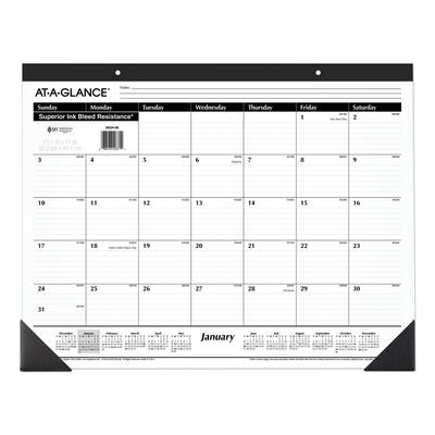 At-A-Glance SK24-00 Ruled Desk Pad, 22 x 17, White Sheets, Black Binding, Black Corners, 12-Month (Jan to Dec): 2024