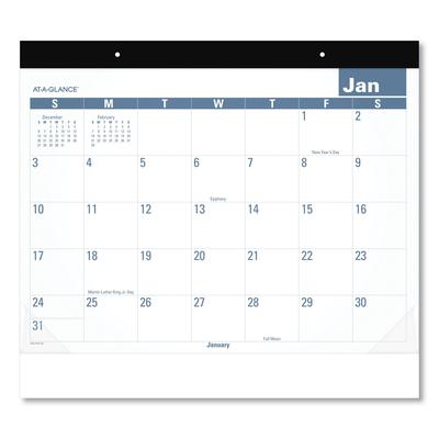 At-A-Glance SKLP2432 Easy-to-Read Monthly Desk Pad, 22 x 17, White/Blue Sheets, Black Binding, Clear Corners, 12-Month (Jan to Dec): 2024