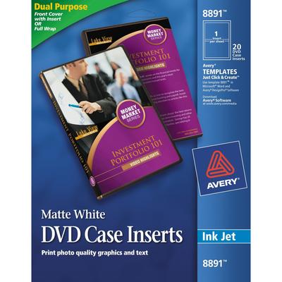 Avery 08891 Inkjet DVD Case Inserts, Matte White, 20/Pack - Pack of 20