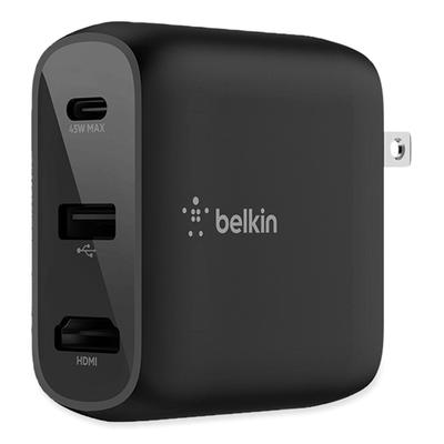 Belkin AVC010TTBK Connect 46.5W Multi-Port Power Hub for USB-C Laptop or Nintendo Switch, 3 Ports, Black