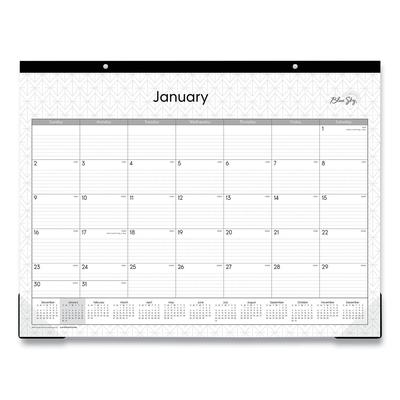 Blue Sky 111294 Enterprise Desk Pad, Geometric Artwork, 22 x 17, White/Gray Sheets, Black Binding, Clear Corners, 12-Month (Jan-Dec): 2024