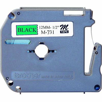 Brother M-731 M Series Tape Cartridge for P-Touch Labelers, 0.47" x 26.2 ft, Black on Green