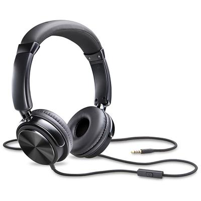 Compucessory 15165 Tangle-free Headset with Mic - Stereo - Wired - Binaural - Black