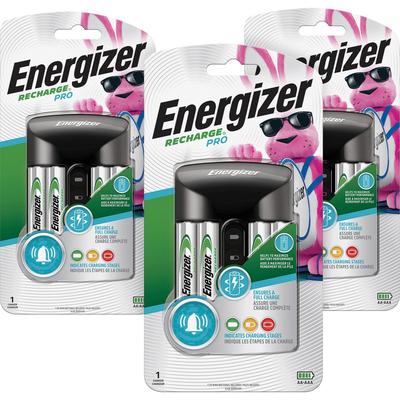 Energizer CHPROWB4CT Recharge Pro AA/AAA Battery Charger, 3/Carton, 3 Hour Charging, AC Plug, 4, AA, AAA - Case of 3 EVECHPROWB4CT