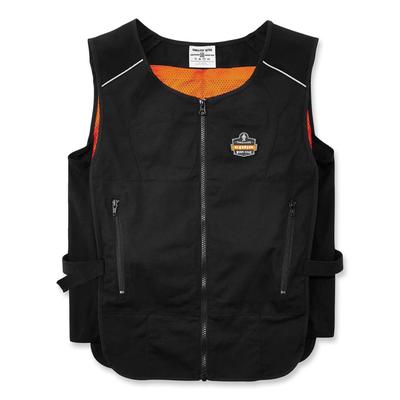 Ergodyne 12133 Chill-Its 6260 Lightweight Phase Change Cooling Vest w/ Packs, Cotton/Polyester, Small/Med, Black, Ships in 1-3 Business Days